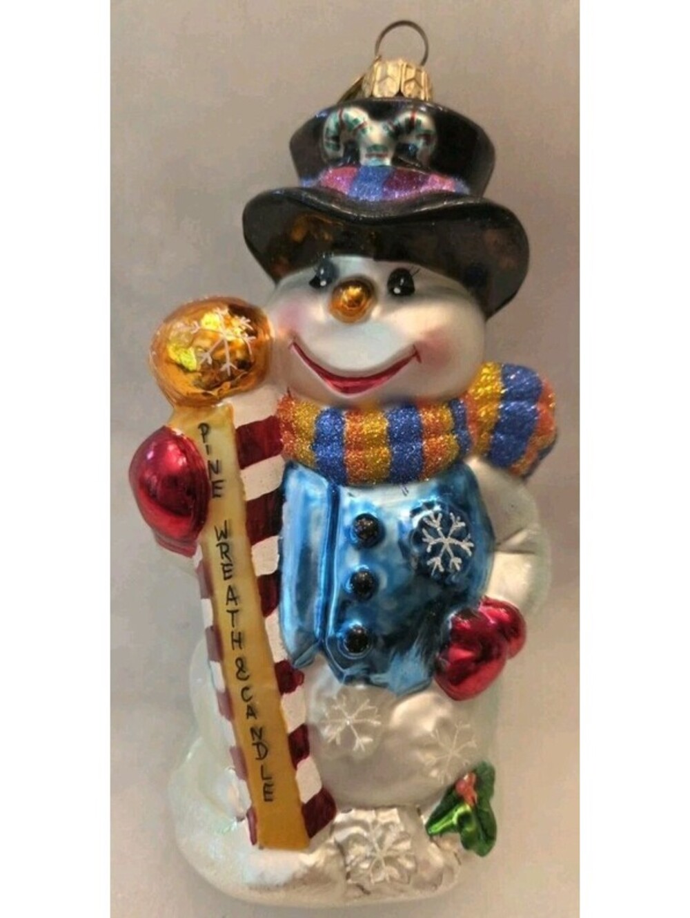 CHRISTOPHER RADKO NORTHERN FROST SNOWMAN GLASS HANDPAINTED ORNAMENT, MINT